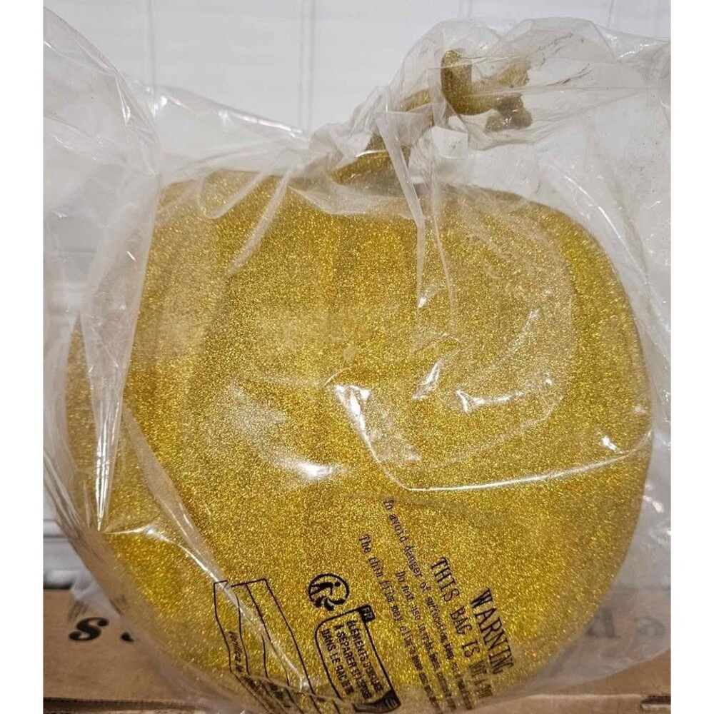Gold Glitter Pumpkin Decor – Sparkly Fall Halloween Thanksgiving Decoration